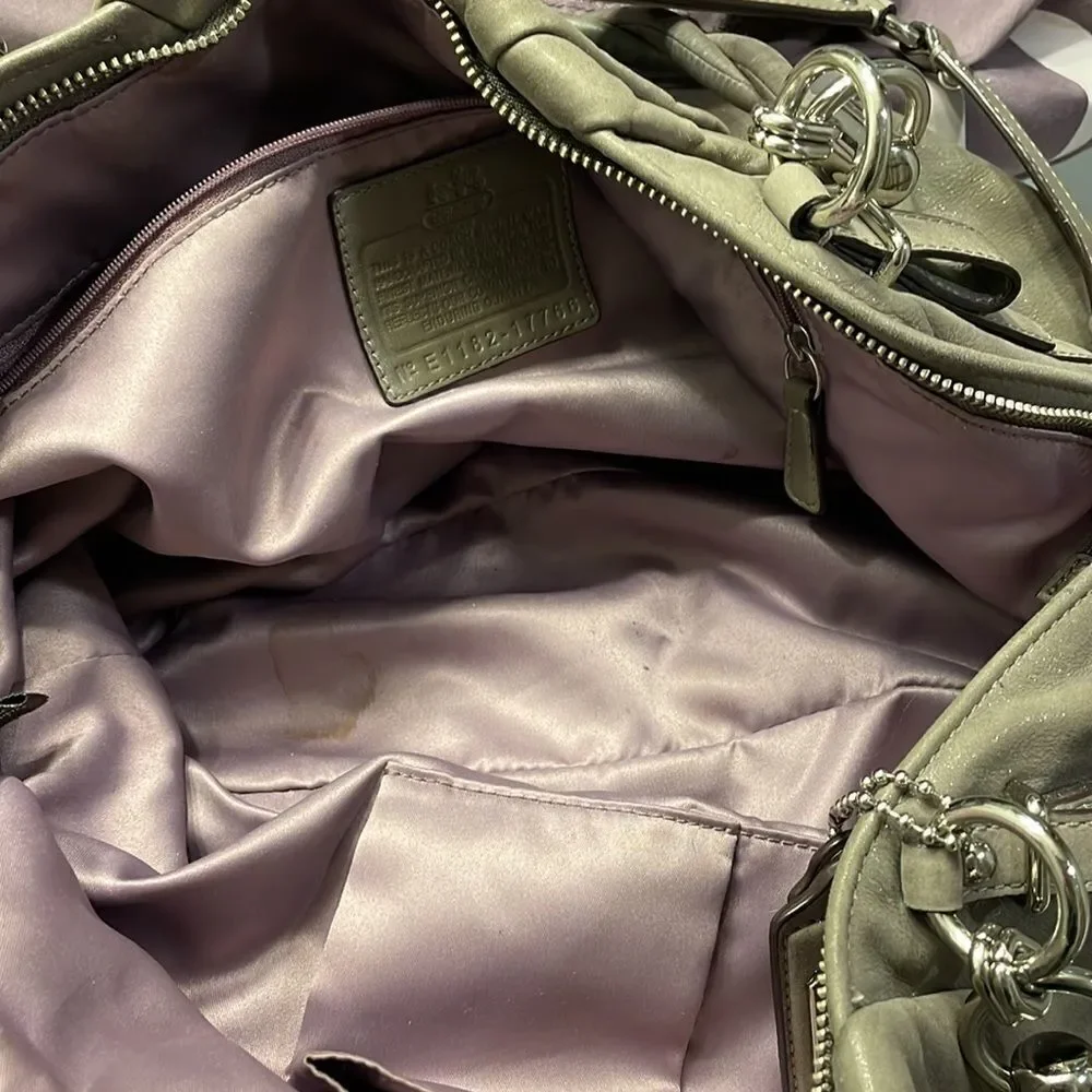 Coach Sophia grey pleated leather satchel
